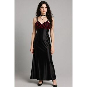 Vtg All That Jazz Whimsigoth Dress Fits 2 Satin Babydoll Y2K Prom Vamp Statement